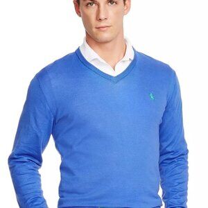 Polo Ralph Lauren Men’s Blue Long Sleeve V-neck Prima Cotton Size XXL